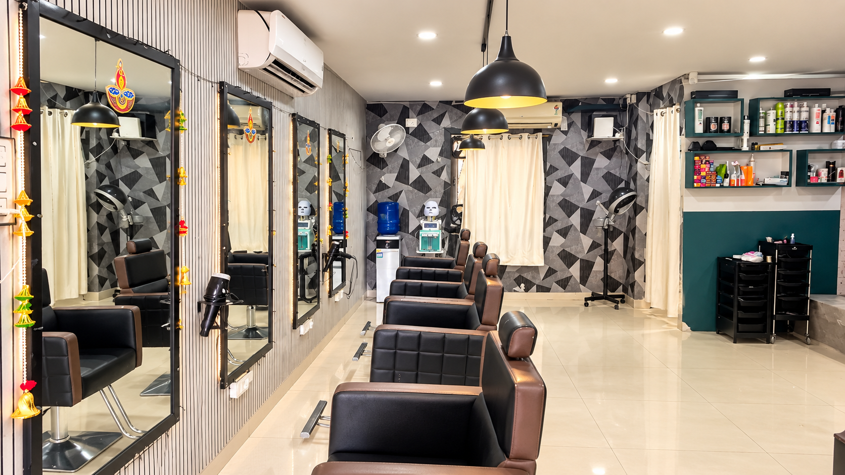 Styling chairs and mirrors inside Cut & Curl